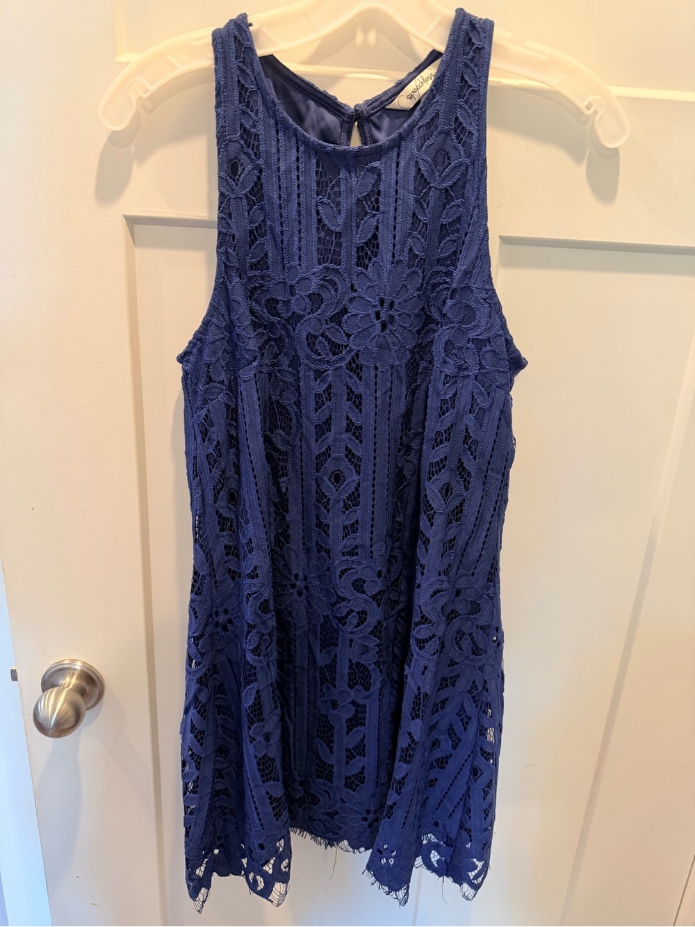 Speechless Blue Lace Fit Flare Dress Med Sleeveless Cocktail Wedding Guest Dress